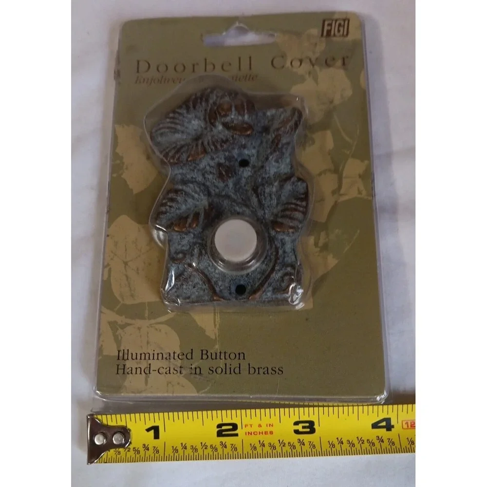 Doorbell Cover‎ Floral Hand-cast Solid Brass Illuminated Button Figi Bee Brand